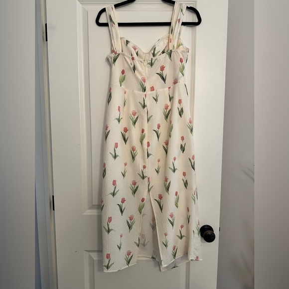 Cream Midi Floral Dress - Picture 2 of 6